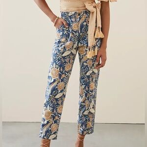 MOTHER Blue and Gold Floral Ankle Jeans
